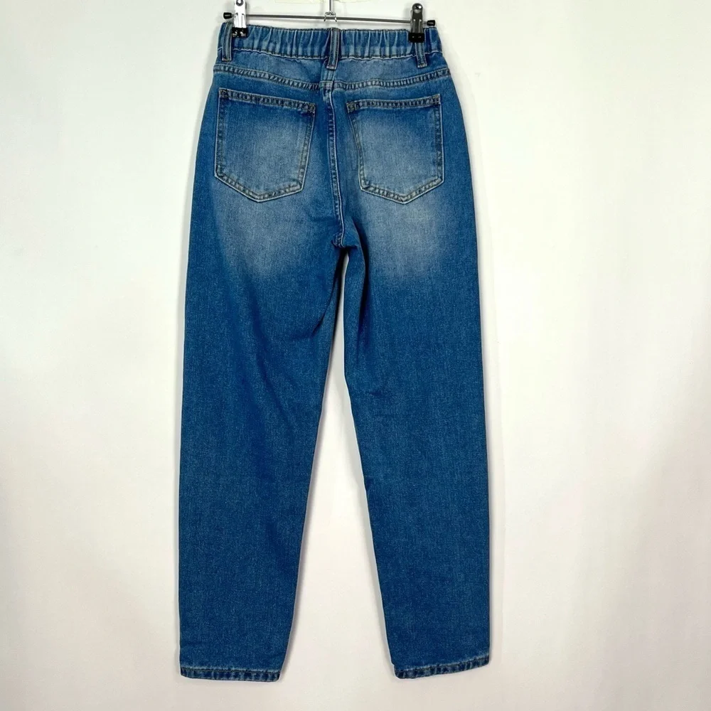 Shein Tween Kids Teen Straight Leg Elastic Waist Mom Jeans Sz 13 Y
